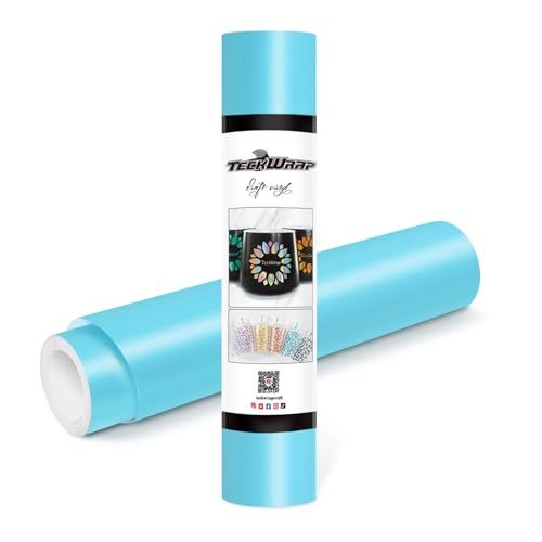 TECKWRAP Permanent Adhesive Vinyl 12" x 10ft, Matte Cyan Blue
