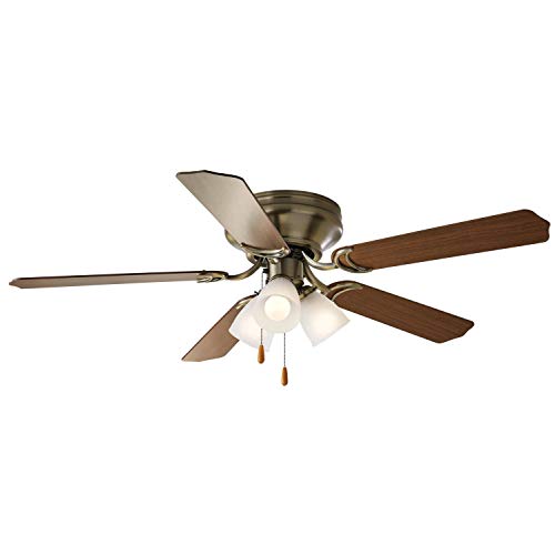 52 Ceiling Fan 3 Light Hugger Aged Brass Amazon Com