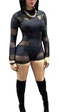 MS Sexy Women Transparent Mesh Nightclub Black Bandage Dress