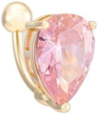 Fashion Women Body Piercing Jewelry 14G Hypoallergenic Stainless Steel Cubic Zirconia Belly Button Ring Navel Rings Water Drop Light Rose