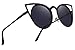 MERRY'S Cat Eye Sunglasses Round Metal Cut-Out Flash Mirror Lens Metal Frame Sun glasses S8064 (Black, 50)
