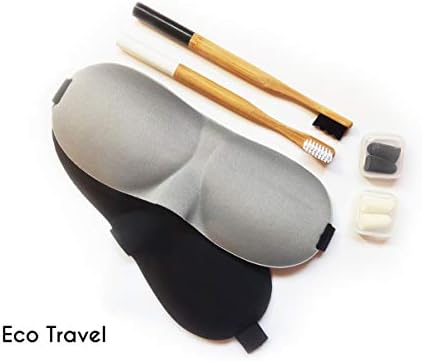 ECO TRAVEL 2 organic Eco-friendly bamboo toothbrush 2 Extra soft 3D Eye Mask for Sleeping and free gift 2 set of Foam Ear Plugs For a perfect sleep