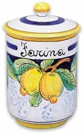 Hand Painted Italian Ceramic Frutta Flour Canister - Handmade in Deruta