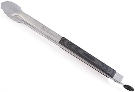 3 Embers Stainless Steel Locking Tongs with Pakkawood Handles