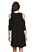 Alexander + David Womens Cold Shoulder Tunic Swing Dress Casual w/Half Sleeve (Black, Small)