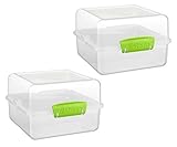 Sistema To Go Collection Lunch Cube Food Storage Container, 47.3 Ounce/ 5.9 Cup (2 Pack) Clear with Assorted Color Accents