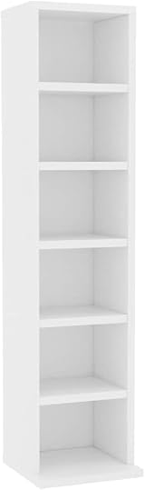 vidaXL CD Cabinet – 6 Compartment White Engineered Wood Storage Organizer