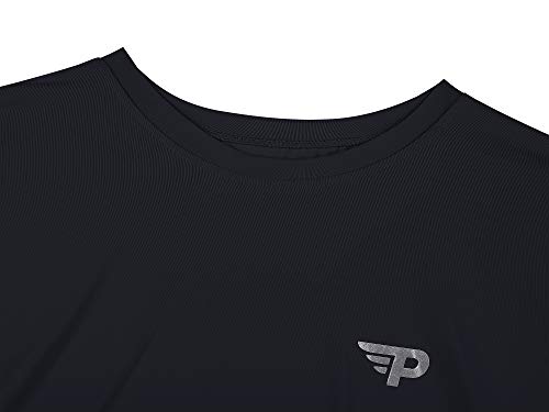 Men\'s Lightweight Quick-Dry Crew Neck T-Shirt Short Sleeve Gym Workout Sports T Shirt Black M