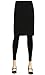 ililily Black Plain Solid Color Stretchy Leggings With H Line Knee Length Skirt