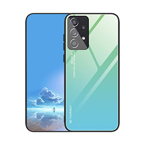 UPLAI Cover per Samsung Galaxy A23 5G/4G, Ultra Sottile Morbido TPU Silicone Antiurto Custodia Insieme a Colore Sfumato Vetro Temperato, Moda Colorato Caso.Verde Gioventù