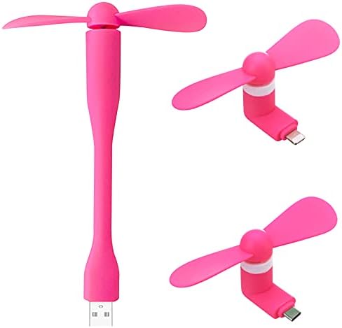 Cell Phone Fans,Mini USB Fan,USB Flexible Fan,Type C Mobile Phone Fan,Portable Phone Fan for Pad,Cellphone,USB Adapter,Laptop,Power Bank,3 Pieces,Pink-WheatField
