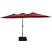 Iwicker 15 Ft Double-Sided Patio Umbrella Outdoor Market Umbrella with Crank, Umbrella Base Included (Red)