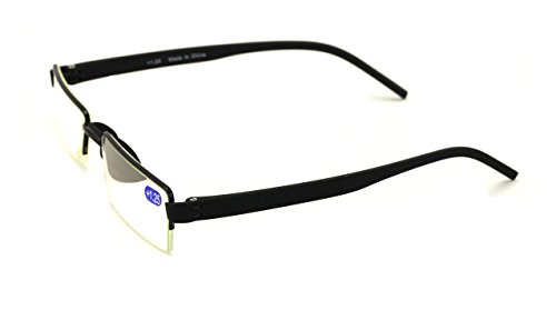 Lightweight Half Rim Computer Reading Glasses - Anti-Blue AR Coating - Reduce fatigue, strain, & dry eye from digital gear. (Black, 2.00)