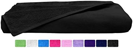 Puffy Cotton - Set of 3 - Luxury Plush Velour Large Bath Towel (Hotel, Spa, Bath) - Beach Towel, Super Soft and Absorbent (Black)