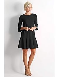 Vestido de cóctel para mujer de 3 4 y manga corta con volantes y dobladillo con volantes - Hecho en EE. UU.