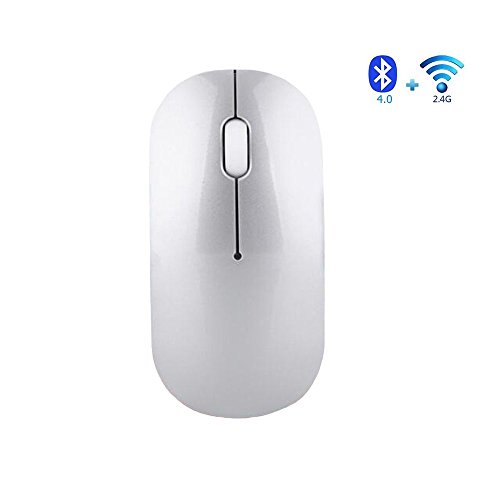 Wireless Mouse,Attoe Ultra-thin Noiseless 2.4GHz and Bluetooth Dual-module Wireless Mouse for PC Laptop Notebook Windows Android Mac OS (Sliver)