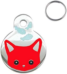 SuBoZhuLiuJ Anti Lost Metal Dog Cat Collar Name Tag Engraving ID Owner Phone Address Pendant Red