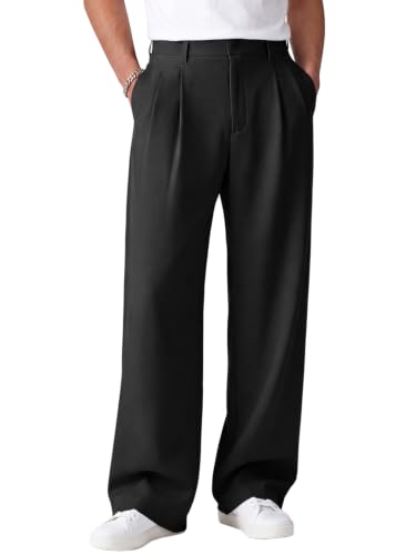 Runcati Mens Baggy Dress Pants Wide Leg Old Money Casual Pleated Slacks at Amazon