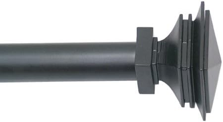 RuLu 25694 18 by 48-Inch Stacked Square Black Curtain Rod with 1.25-Inch Pipe