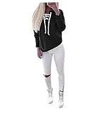 Sweatshirts Mallcat Women Long Sleeve Pullover Lace-up Sports T-shirt