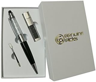 Beautiful gift set. Combines Three products: 1- Lovely Crystal USB Flash Memory. 2- Stylish Ballpoint Pen with 16GB USB Flash Drives and Touch Screen Stylus Pen. 3- Extra ink refill (16GB, Black Set)