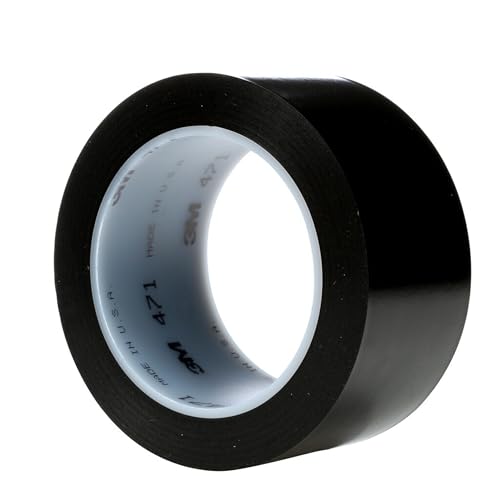 3M 471 Vinyl Tape, 50 mm x 33 m, Black, Pack of 24