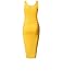 TWINTH Scoop Neck Styleish Sccop Neck Midi Slim Dress Yellow M