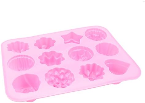 12-Cavity Silicone Flower Shape Cake Mold, Mould for Bread Chocolate Jelly Candy Baking