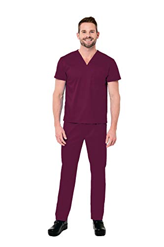 Womens Mens Scrub Set 5 Pocket 4-Way Stretch Unisex V-Neck Top Tapered Pant Elements EL9915