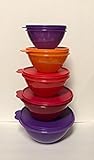 Tupperware Wonderlier 5 Pc Mixing Bowl Set in Starlight Purple, Red, Orange