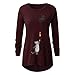 Moilant Women O-Neck T Shirt Cute Cartoon Print Tops Plus Size Casual Blouse Tunic Winethumb 2