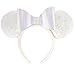 Disney Parks Minnie Mouse White Iridescent Sequin and Bow Ears Headband