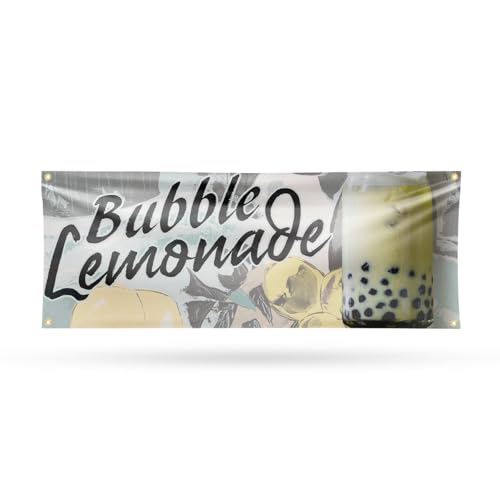 Bubble Lemonade Banner Sign 18 Inch x 48 Inch | 13 oz Vinyl with Metal Grommets…