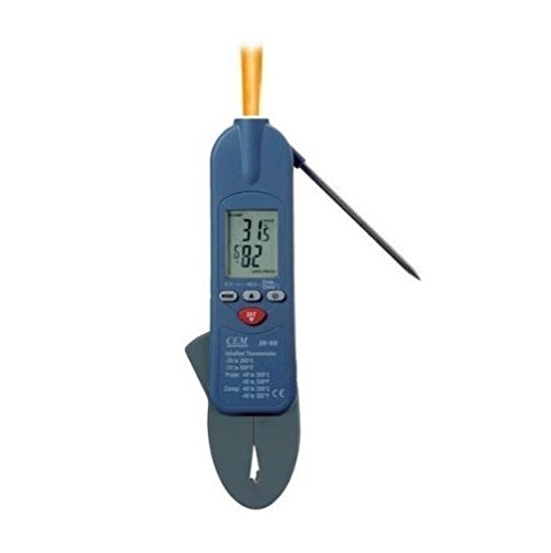 CEM Instruments 3 in 1 Clamp, Probe & Infrared Thermometer for Legionella Water Testing, Plumbers, Air Conditioning & HVAC Service Engineers