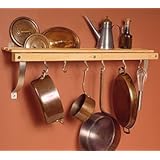 J.K. Adams 36-Inch-by-11-Inch Wall Mounted Pot Rack, 6 Hooks Included