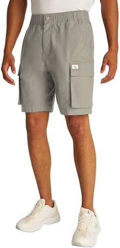 Calvin Klein Herren Cargo Shorts Washed mit Gummizug, Beige (Laurel Oak), 31W