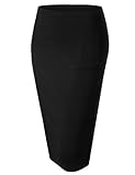 LE3NO Womens High Waisted Pencil Midi Skirt with Stretch