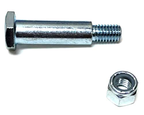 Shoulder Bolt and Lock Nut Replaces 4989H Wheel Bolt, 73930600 Locknut Craftsman, Poulan, Husqvarna: Bolt 938-0373, 738-0373, 938-0455, 738-0455, Nut 712-04065, 912-0431 MTD Cub Cadet Troy Bilt White