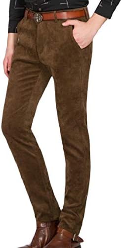 Yayu Men's Casual Straight Leg Solid Business Corduroy Flat-Front Chino Pants