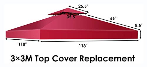 Canopy & Gazebo, 10' x 10' 1-Tier or 2-Tier 3 Colors Patio Canopy Top Replacement Cover, 2 Tier Green