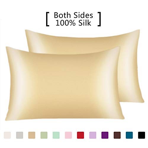 YANIBEST Pillow Cases 2 Pack 100 Mulberry Silk Pillowcase for Hair and