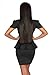 Amour- Fashion Vintage V-neck Peplum Dress Clubwear Prom Party (L, Black)