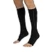 Compression Socks with Zipper for Men Open Toe Toeless 20-30mmHg Knee High Support Stockings Hose Sleeves Graduated Athletic Medical Fit for Women Running Flight Nurses (Black XL)