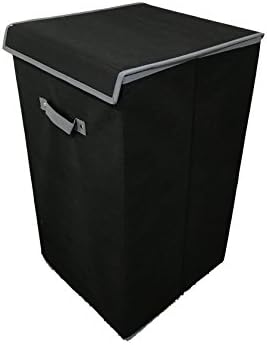 Single Laundry Hamper with Lid (Black)