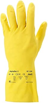 Ansell AlphaTec 87-190 Latex Work Gloves Yellow Size XL 12 Pairs Ultra Thin view 2