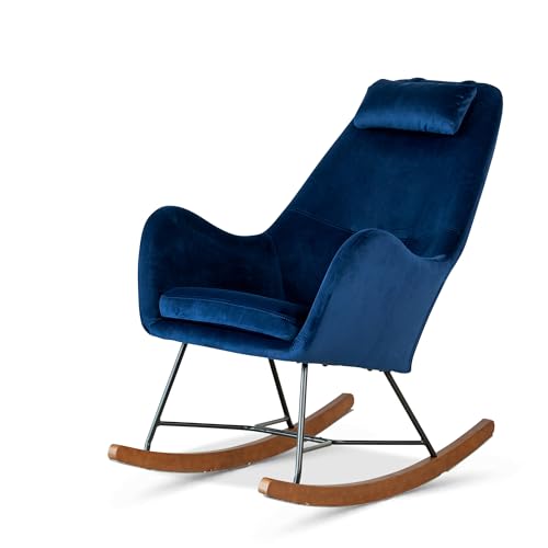 GDFStudio 27.5" Mid-Century Modern Velvet Indoor Rocking Chair, Upholstered Com…