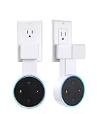 Feiyen Outlet Wall Mount Hanger Stand for Dot 2nd Generation Without Mess Wires Or Screws, Space-Saving Holder Case Plug Mounting Bracket in Kitchens, Bathroom and Bedroom (White-2Pack)