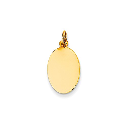 14k Plain .009 Gauge Engravable Oval Disc Charm