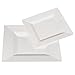 Alpha & Sigma Premium 40 Pack White Square Plastic Plates - Includes 20 Dinner Plates and 20 Salad Plates