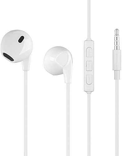 Wired Earbuds with Remote and Mic, Headphones with Microphone Stereo Earphones for iPhone, Plus, iPad, Smart phones, Android Galaxy (White)